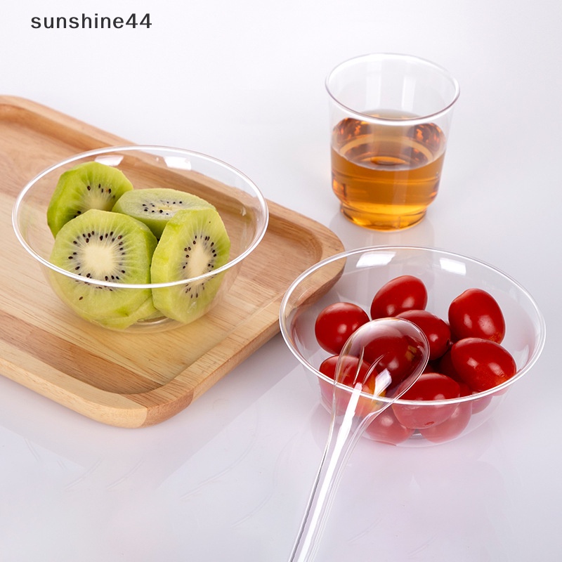 Sunshine 25Pcs 300ml Mangkuk Bulat Plastik Sekali Pakai Dapur Salad Makanan Ringan Wadah Piknik ID