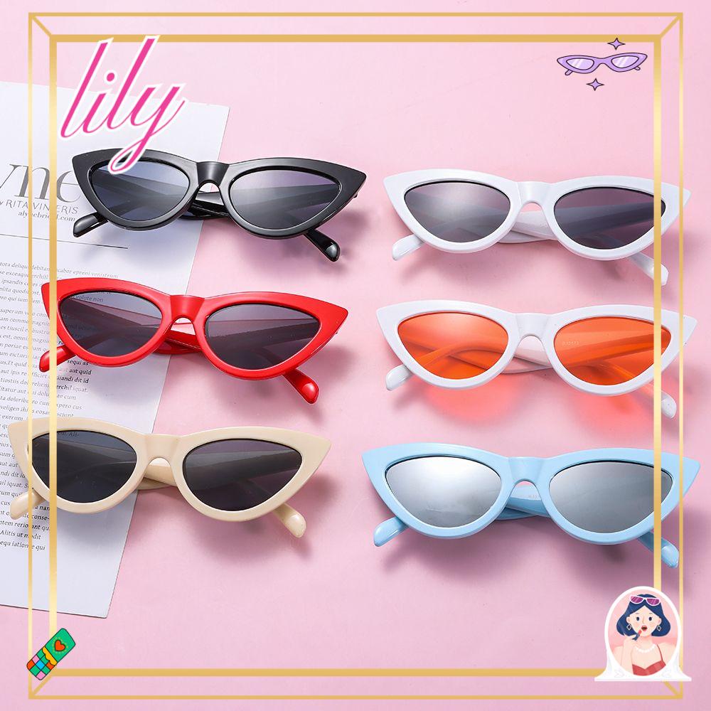 Lily Cat Eye Kacamata Hitam Jalan Retro Bingkai Kecil Segitiga Eyewear Ladies Shades