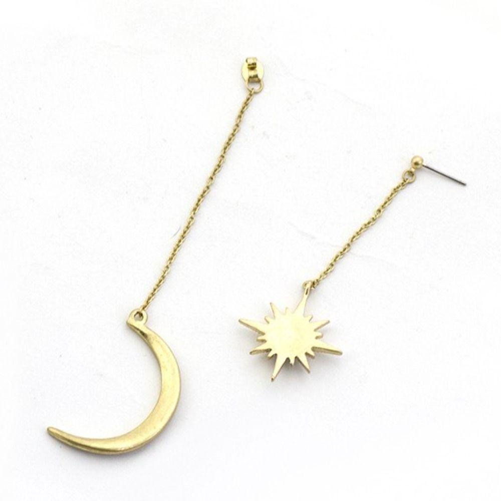 Mxbeauty Anting Bulan Bintang Shiny Golden Trendy Bohemian Berlebihan Anting Gaya Korea Klasik