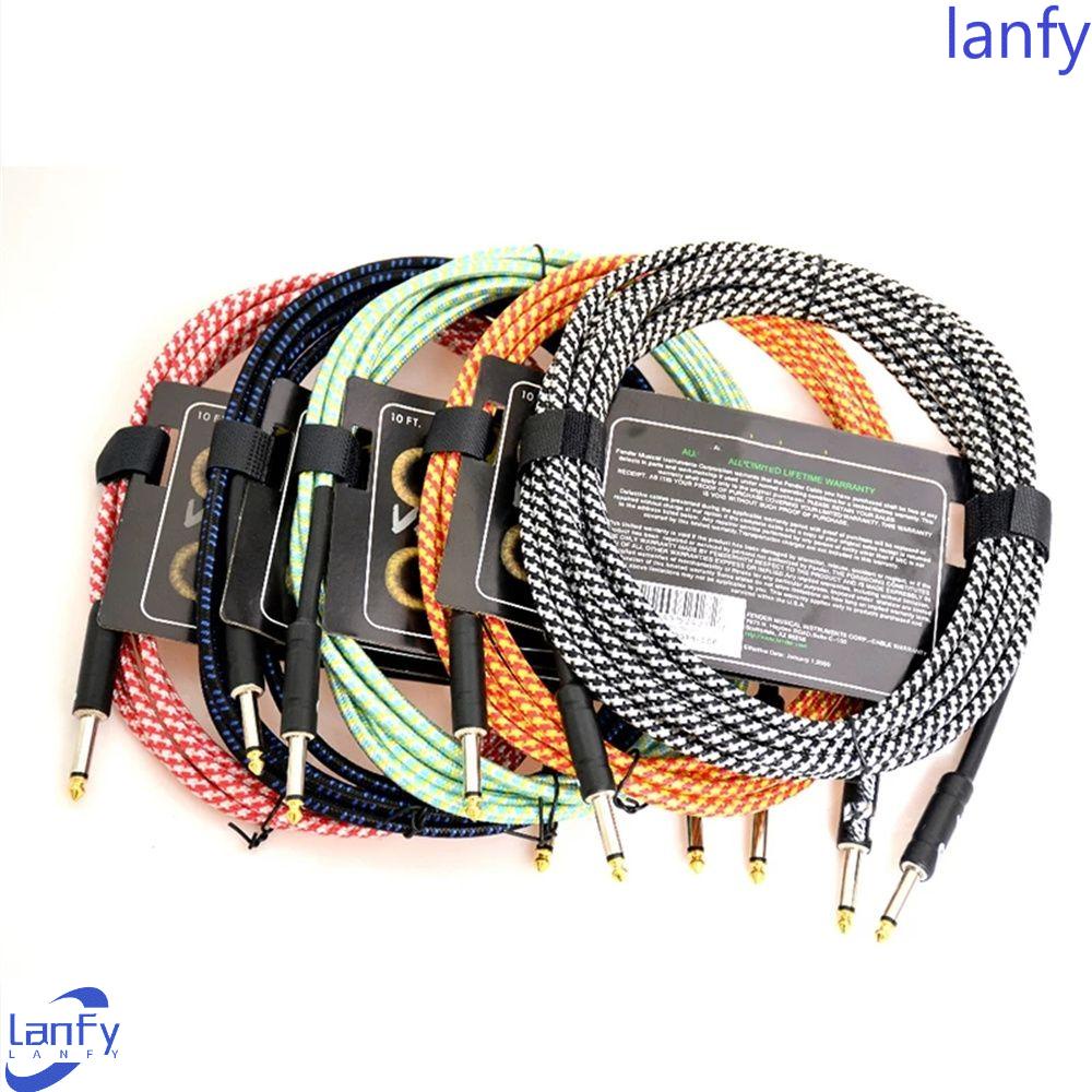 Lanfy Kabel Gitar Terlindung Kabel Instrumen Senar Braided Bass Cable Color Gitar Amplifier Kabel Gitar Elektrik