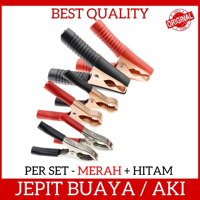 Isi 2Pcs Sepasang Capit Clip Buaya Jepit Aki Ukuran Kecil Sedang Besar