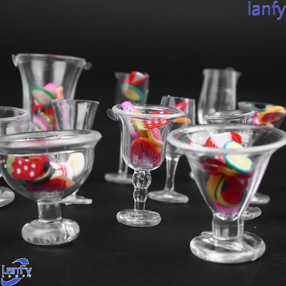 Lanfy Dish 17pcs/Set Peralatan Makan Plastik Goblets DIY Mainan Rumah Boneka Mini