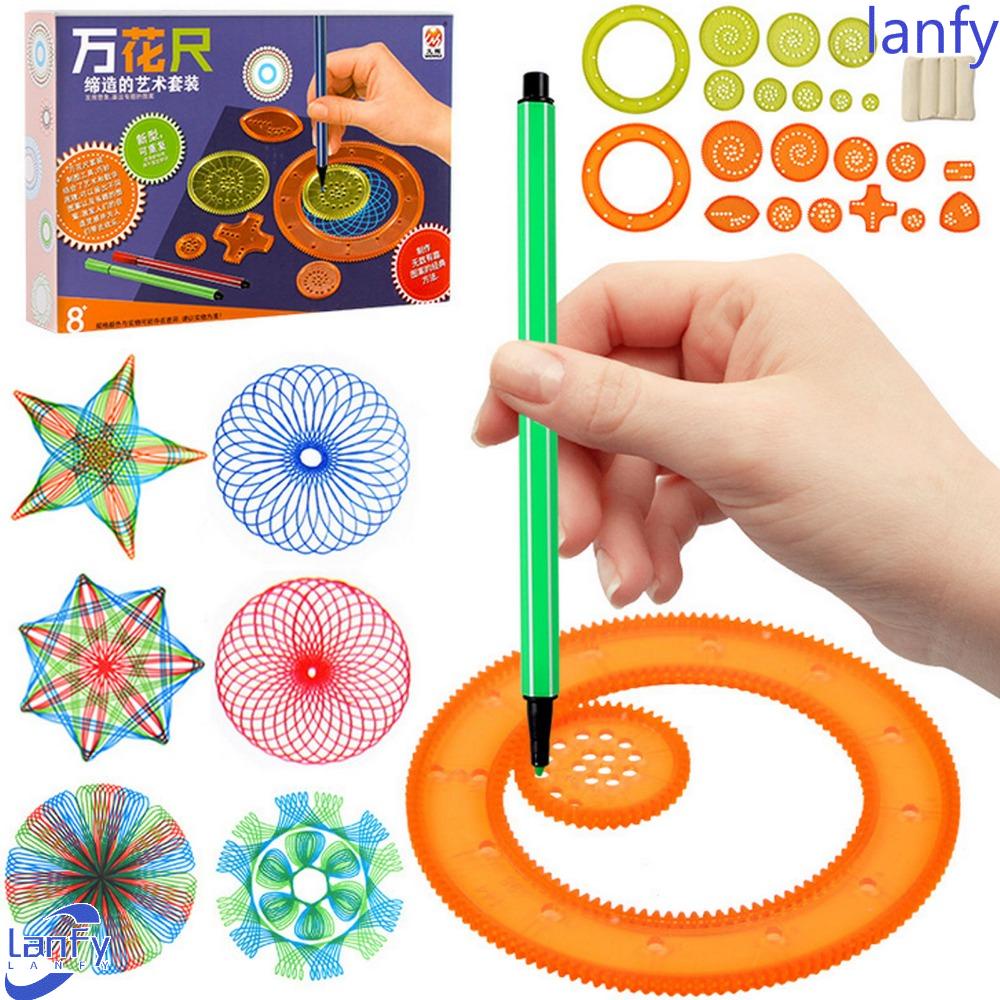 Lanfy Spirograph Mainan Gambar Set Minat Warna Mainan Untuk Anak-Anak Menggambar Aksesoris Desain Spiral Roda Menggambar Mainan Edukasi