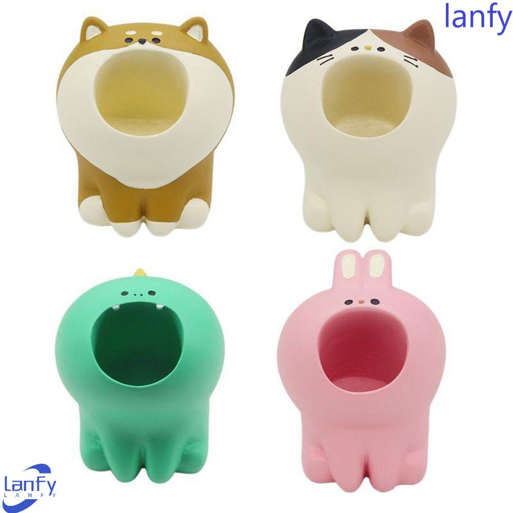 Lanfy Tempat Pulpen Aksesoris Kantor Perlengkapan Sekolah Resin Untuk Spidol Tempat Pensil Hewan Lucu Pulpen Organizer