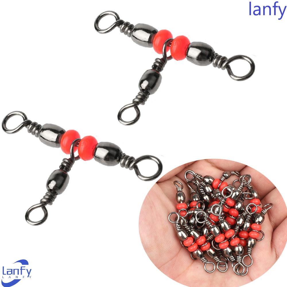 Lanfy Konektor Pancing 10pcs Triple Solid Ring 3arah Rolling Putar