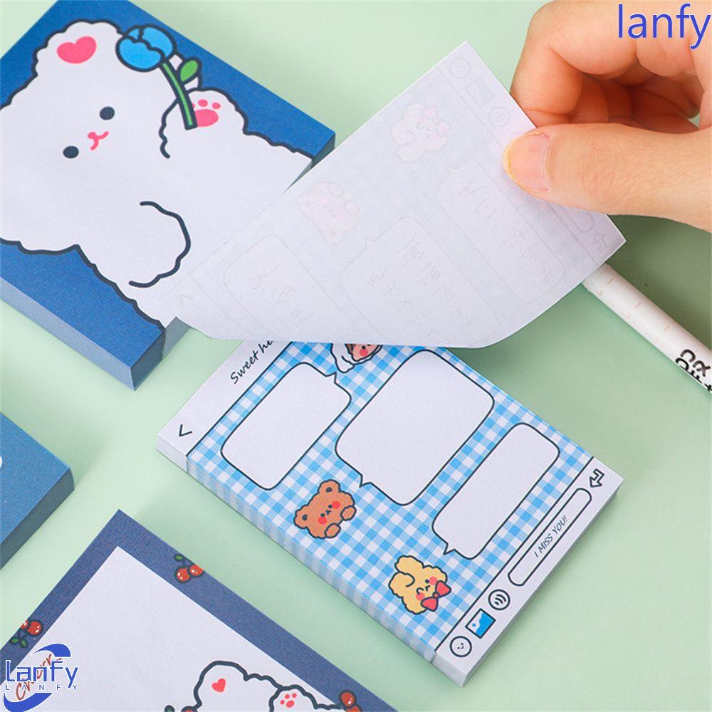 Lanfy Lucky Girl Memo Pads Kawaii Kartun Gadis Beruntung Perlengkapan Kantor Sekolah Alat Tulis Perekat Diri Kertas Notepad