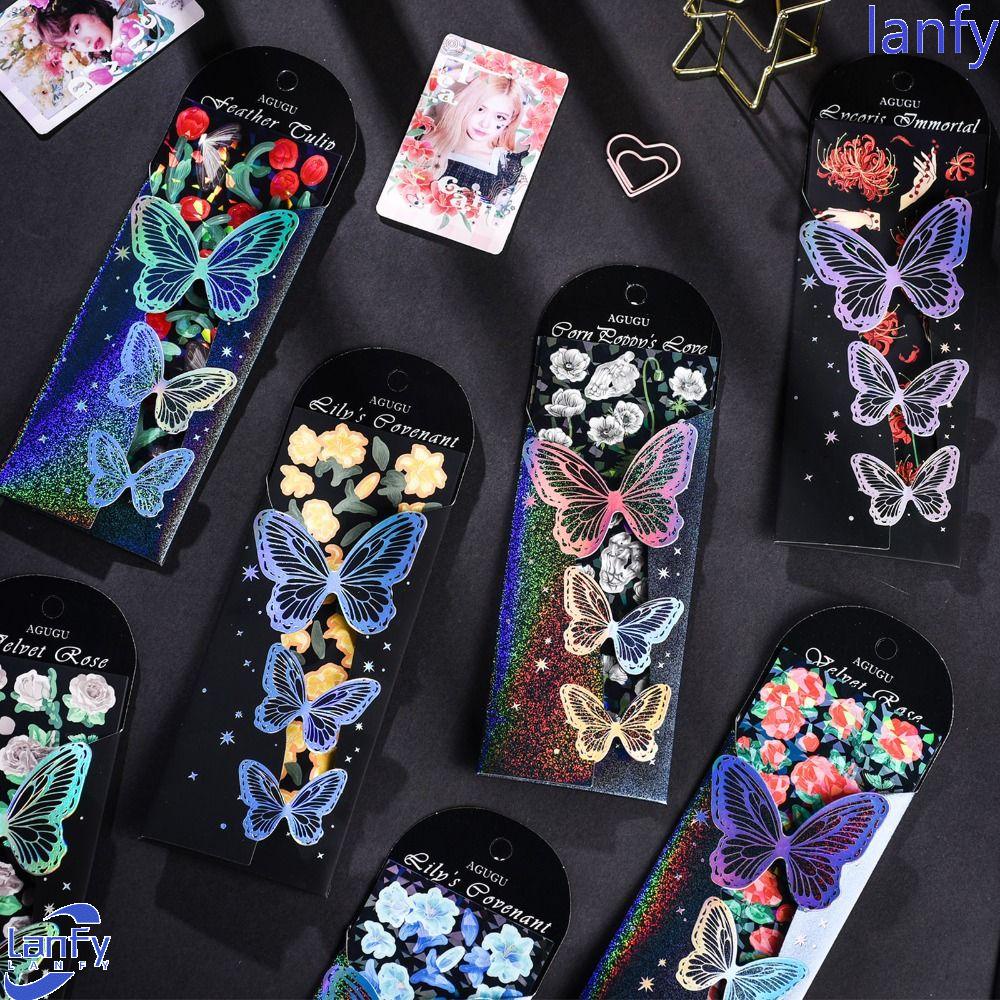 Lanfy Dark Night Flowers Stiker Vintage 5lembar Scrapbooking My Garden Alat Tulis Phone Case Album Stiker Hias