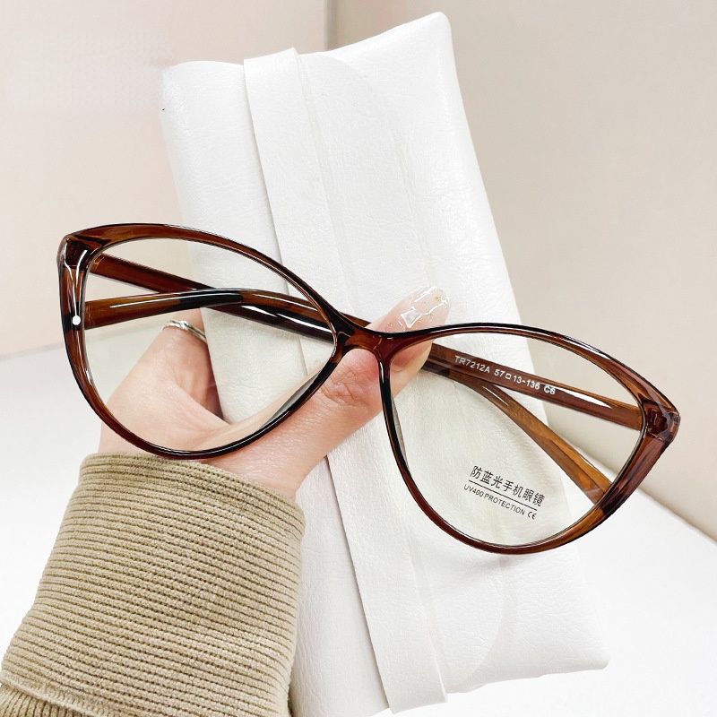 (YUZHU) Kacamata Oval Frame Cat Eye Anti Blue Light Untuk Wanita Vintage Fashion Ultra Light Candy Color Eyeglasses