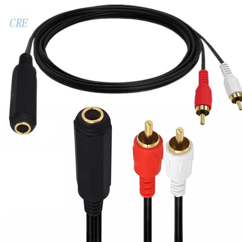 Cre 1per4 Female to 2RCA Kabel Adapter Cable RCA Extension Cable Pengganti Aplikasi Lebar Excellet Kabel Suara