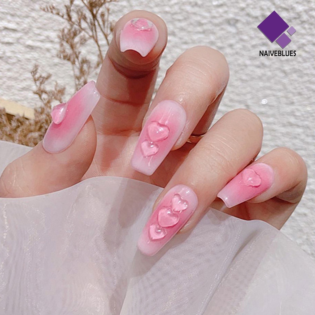 [naiveblues] 100 Pcs Manicure Dekorasi 3D Pengerjaan Yang Baik Resin Tiga Cinta Aksesoris Kuku Ponsel Case