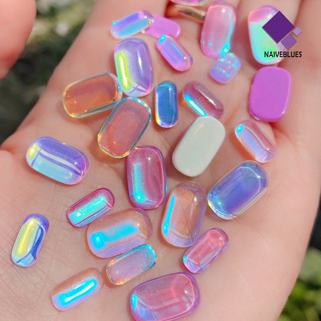 [naiveblues] 10pcs Perhiasan Nail Art Mengkilap Efek Visual Reguler Tahan Luntur Berkilau Perhiasan Kuku 3D