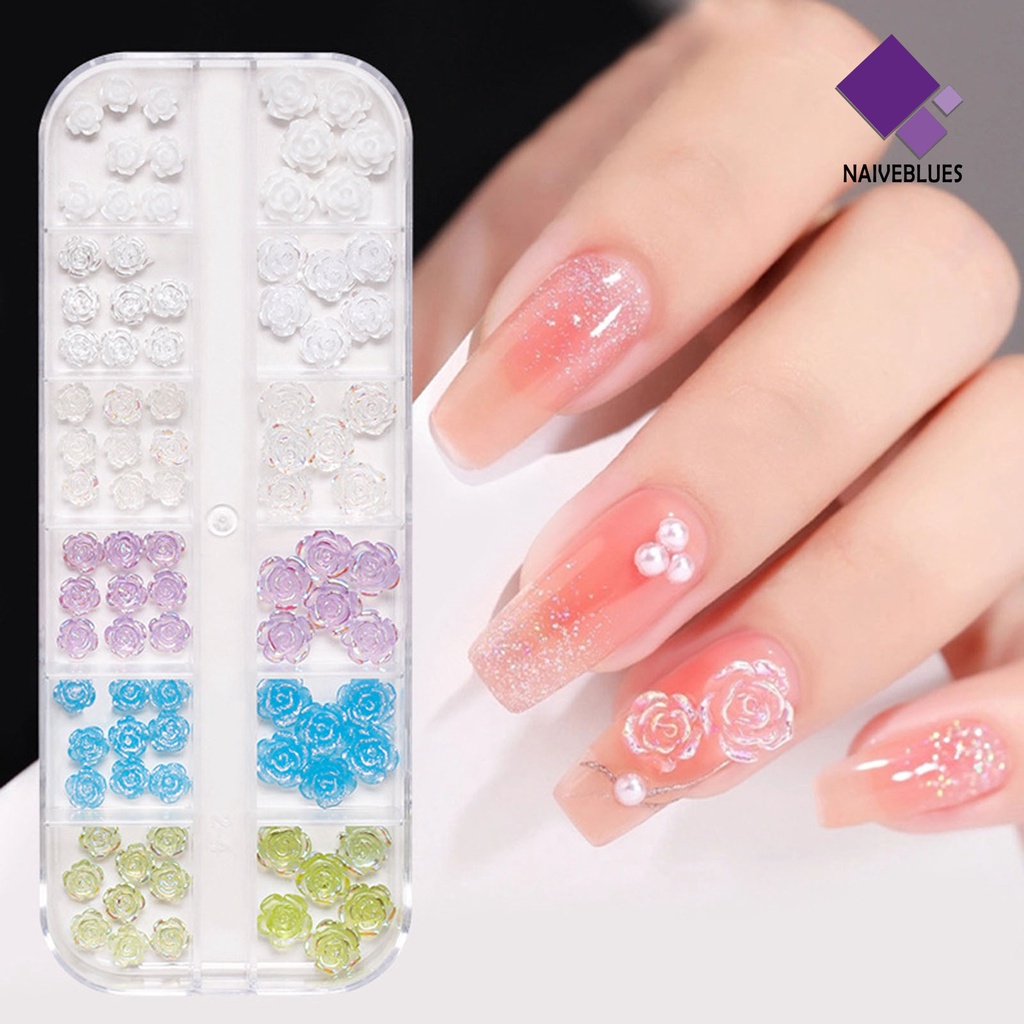 [naiveblues] 1kotak Nail Art Decor Shiny Tiga Dimensi Glitter DIY Mini 12kuntum Imitasi