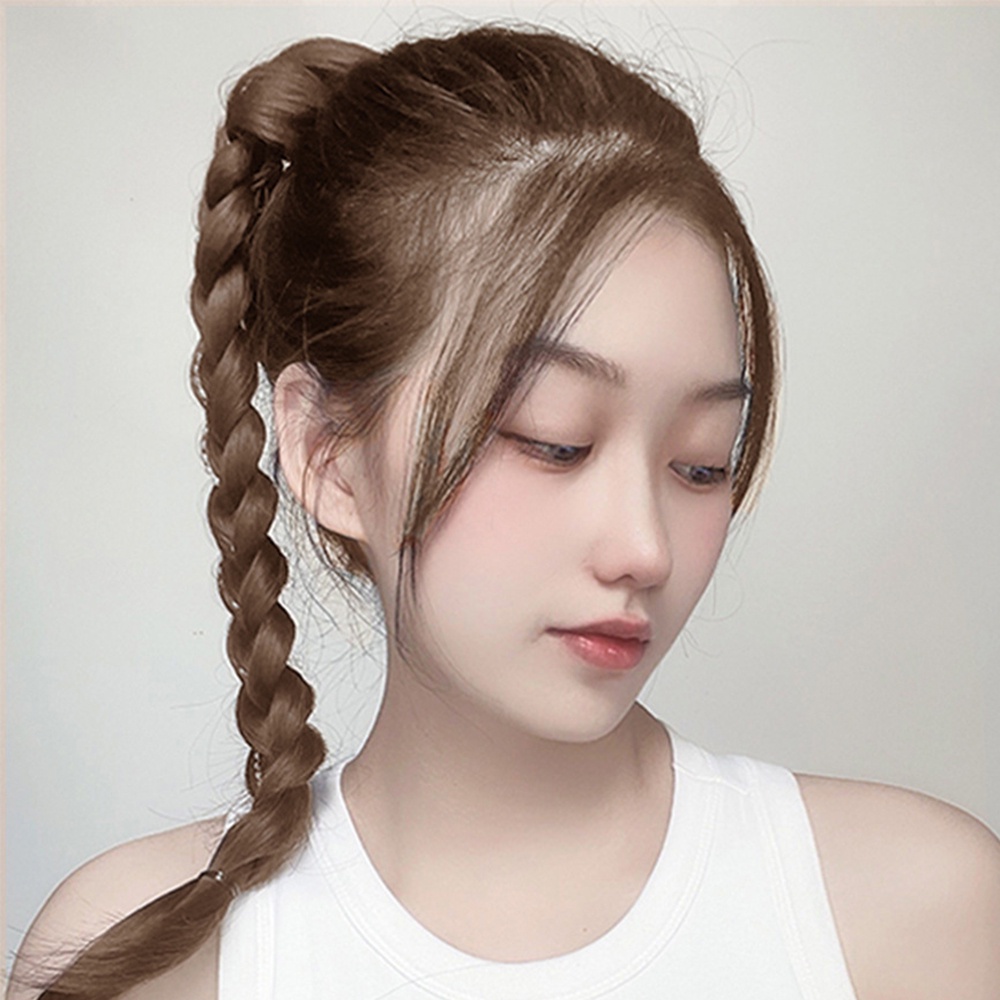 1pcs 50CM Mutiara Gelembung Ponytail Wig Untuk Wanita Manis Dan Keren Kepang Palsu Dengan Punch Braid Hair Extension