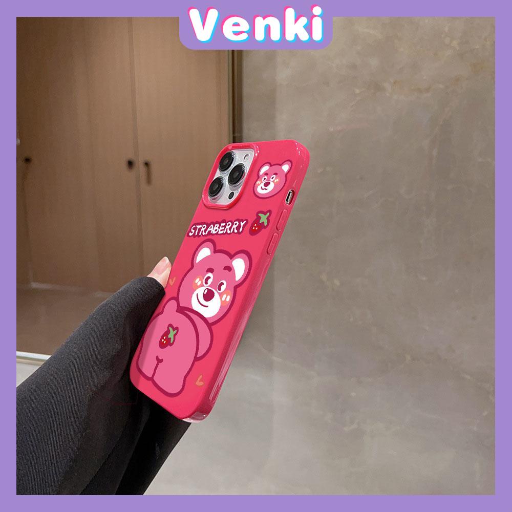 VENKI - For iPhone 14 Pro Max iPhone Case Pink Cute Bear Glossy TPU Soft Case Protection Shockproof Camera Compatible with iPhone 13 Pro max 12 Pro Max 11 xr xs max 7Plus 8Plus