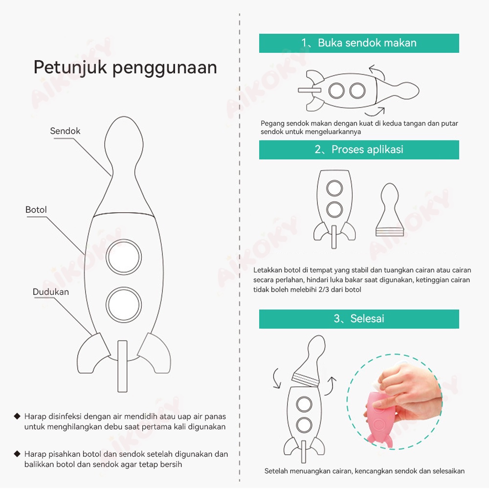 Aikoky Sendok Silikon Bayi / Training Spoon Baby / Sendok Botol Mpasi Bpa Free