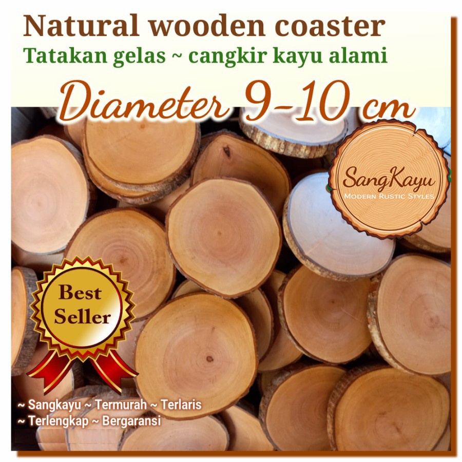 Natural wood coaster tatakan kayu bulat alami | wooden coaster | tatakan gelas kayu | tatakan kayu |
