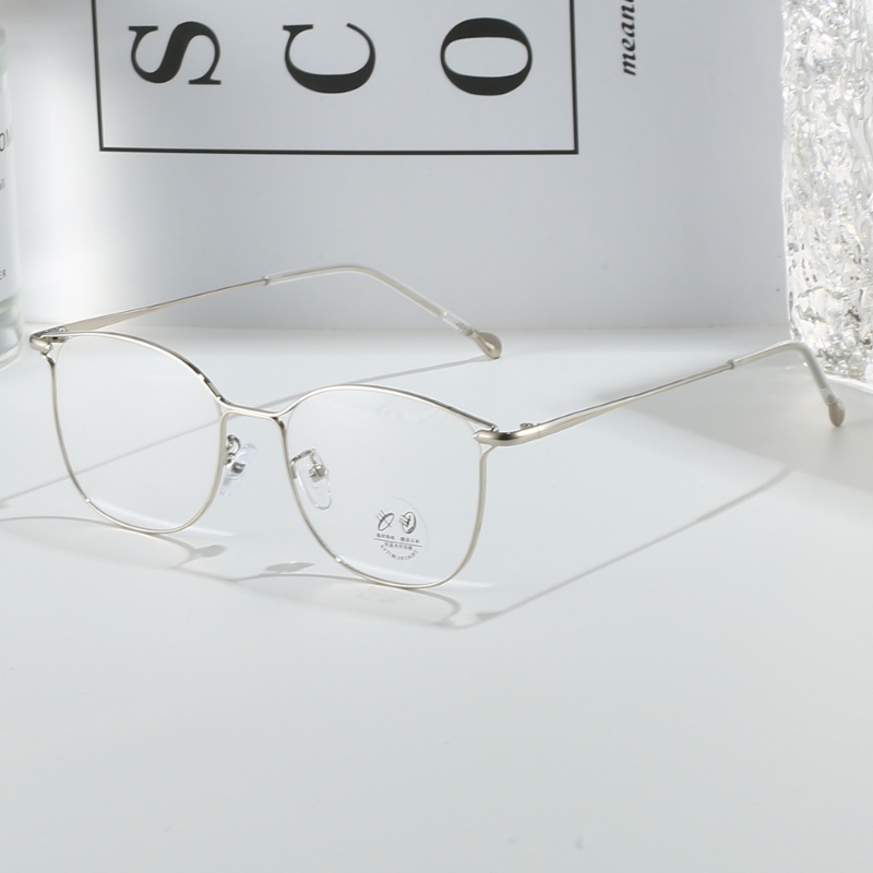 (YUZHU) Western Vintage Fashion Metal Frame Eyeglasses Modern Fashion High Quality Anti Blue Light Eyeglasses Untuk Wanita