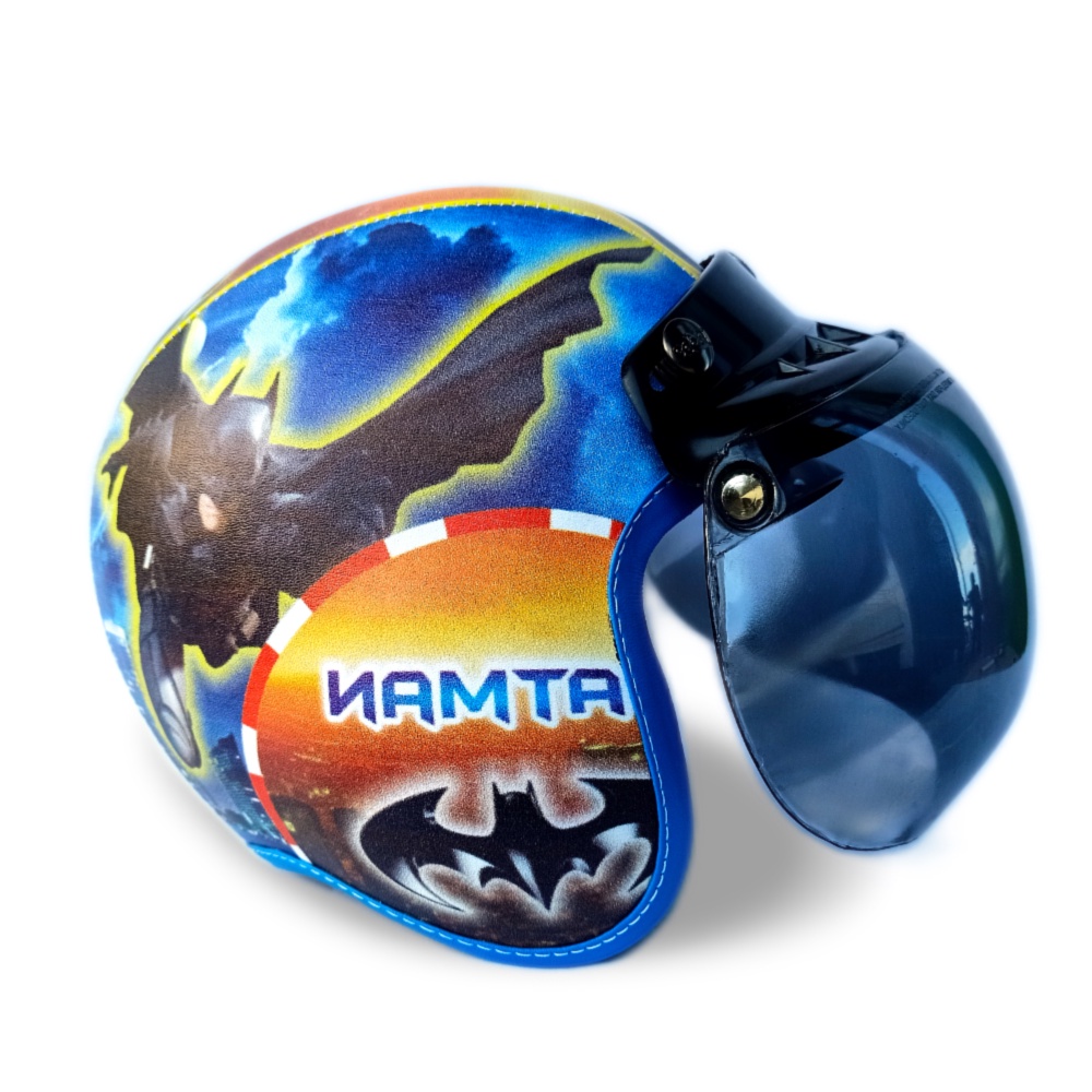 Helm Bogo Anak 6 7 8 9 10 Tahun Pilot Garis Karakter Retro Batman Ringan Nyaman