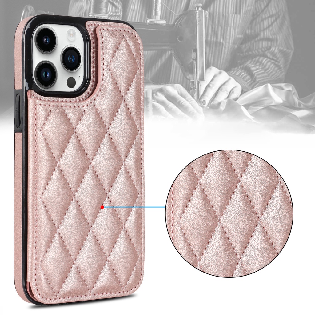 IPHONE Casing Handphone Bahan Kulit Untuk Iphone11Rhombic Business phone cover Untuk Iphone14 promax