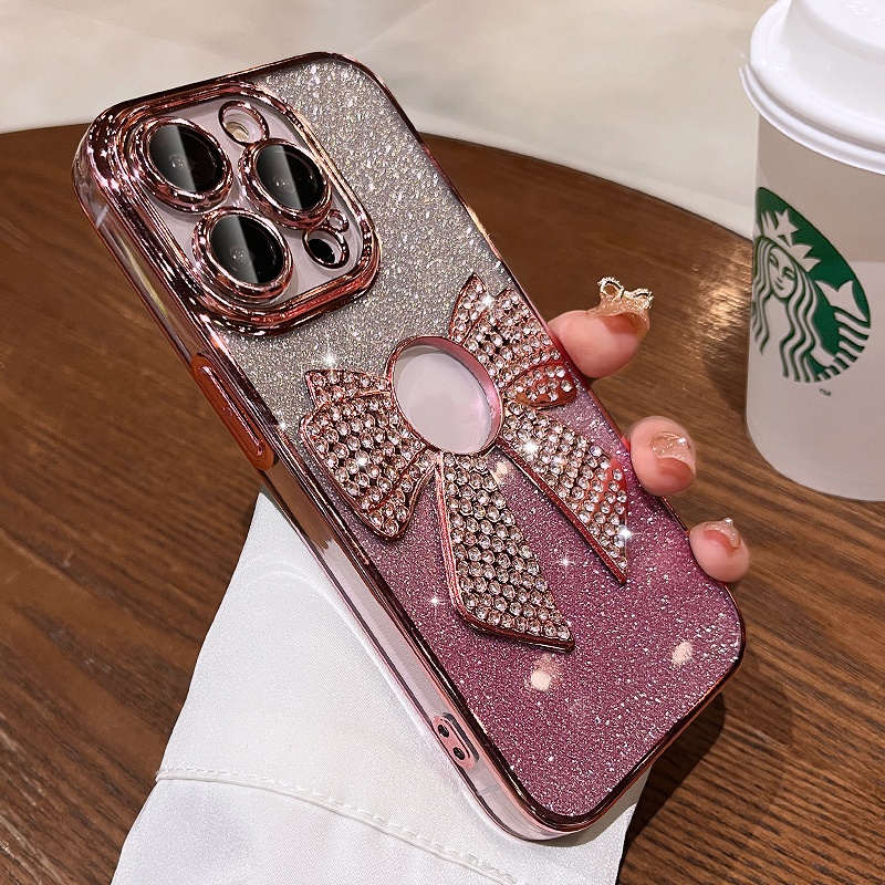 Casing Lensa Proteksi Kamera Mewah iPhone 14 Pro Max14 Plus case Iphone12 13 Pro Max 11 Pro Max aesthetic diamond flowers Dengan logo protection TPU soft back cover