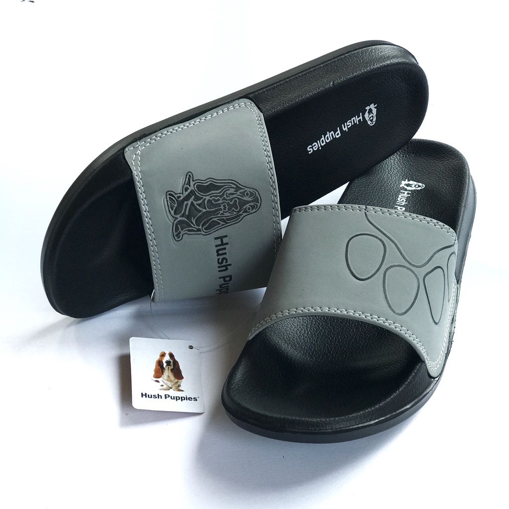 Sandal Hush Puppies Abu-Abu  Big Logo