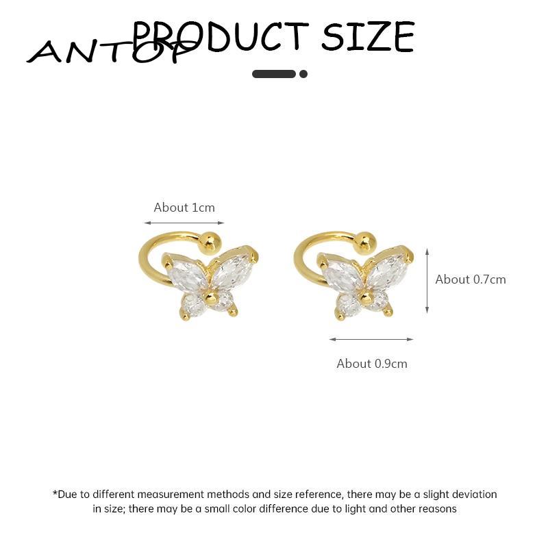 [antop] Anting Klip Desain Kupu-Kupu Kristal Warna Emas Gaya Korea Untuk Wanita