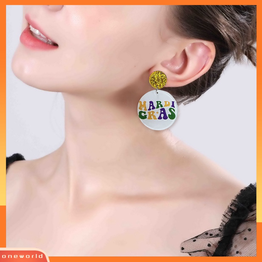 [ONE] 1pasang Anting Kait Warna-Warni Glitter Teardrop Merayakan Festival Hollow Penutup Mata Menjuntai Anting Perlengkapan Karnaval
