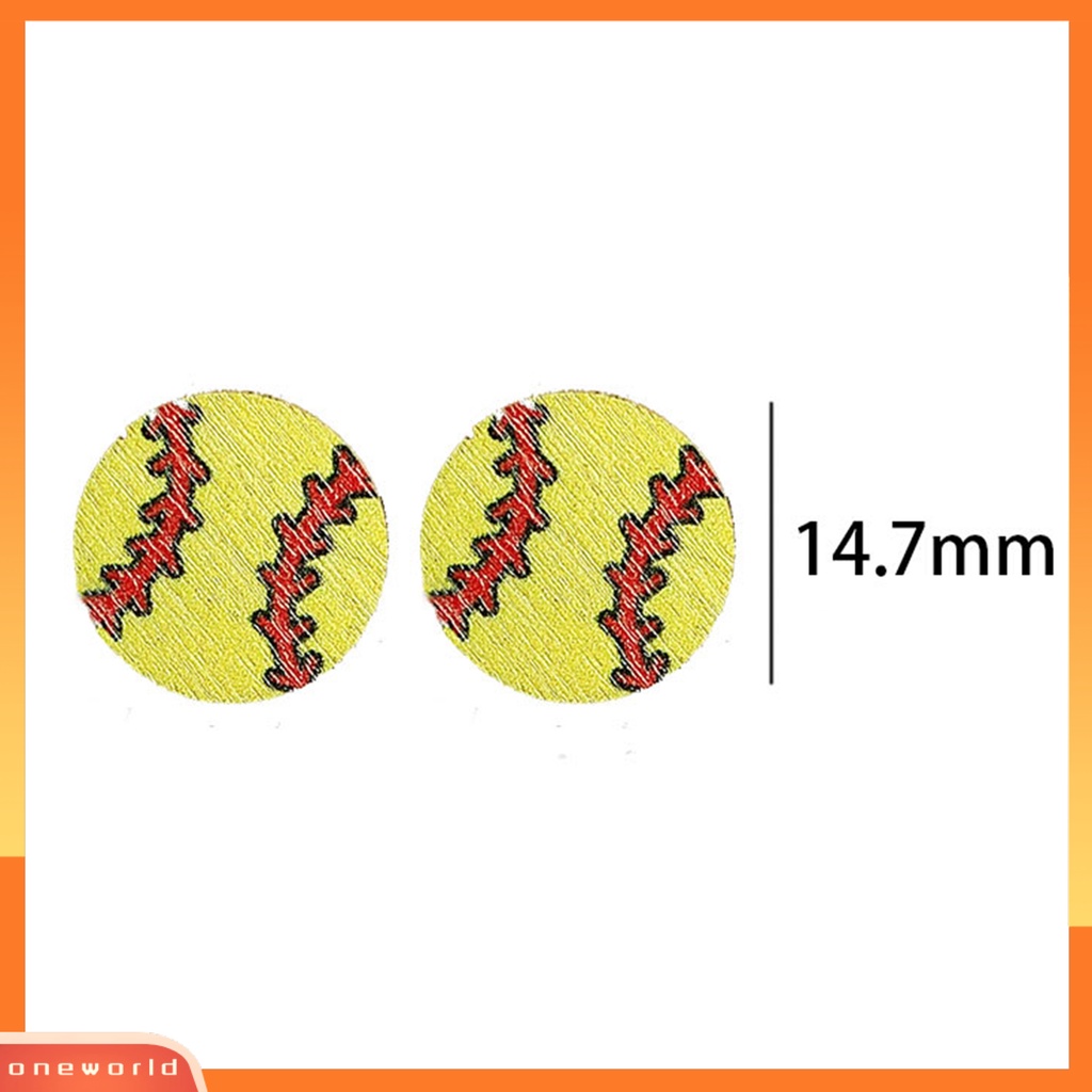 [EONE] 1pasang Women Ear Studs No Radang Print Anti-Alergi Ringan Warna Kontras Dekorasi Telinga Bentuk Hati Permainan Olahraga Baseball Stud Earrings Ear Jewelry