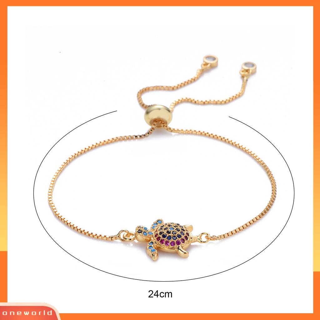 [EONE] Turtle Gelang Adjustable Shiny Colorful Rhinestones Sparkling Geometric Hias Hadiah Wanita Gadis Penyu Laut Gelang Mungil Perhiasan Untuk Pacaran