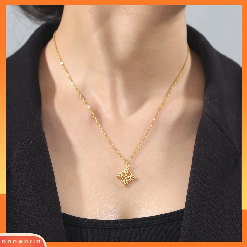 [EONE] Liontin Kalung Vintage Temperamen Geometris Electroplating Adjustable Wanita Ladies Square Motif Lingkaran Konsentrik Perhiasan Hadiah Untuk Pacaran