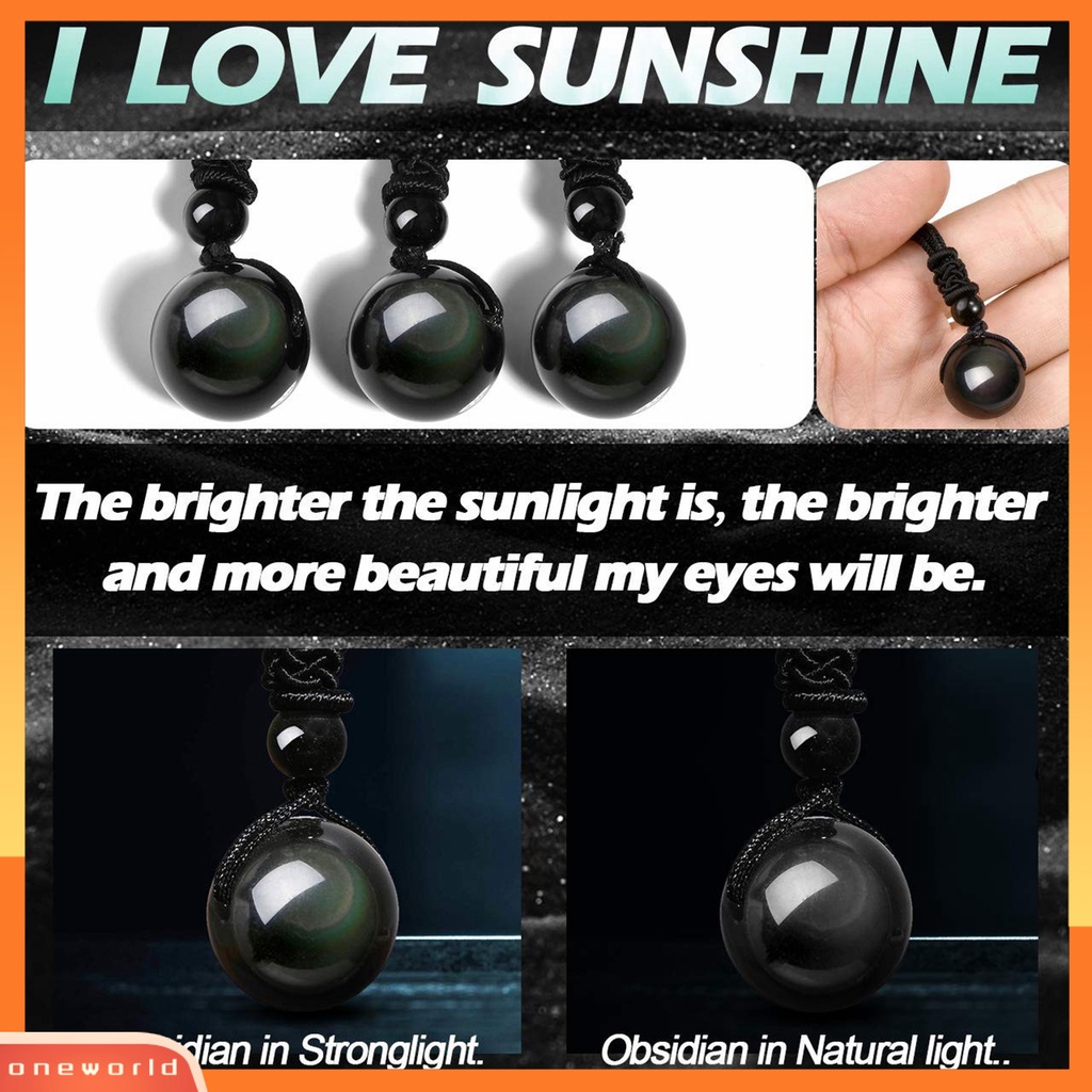 [EONE] Tali Rantai Geometris Buatan Tangan Adjustable Tali Nilon Batu Alam Tergantung Leher Dekorasi Finishing Terang Tiger Eye Batu Beruntung Kalung Perhiasan Aksesori