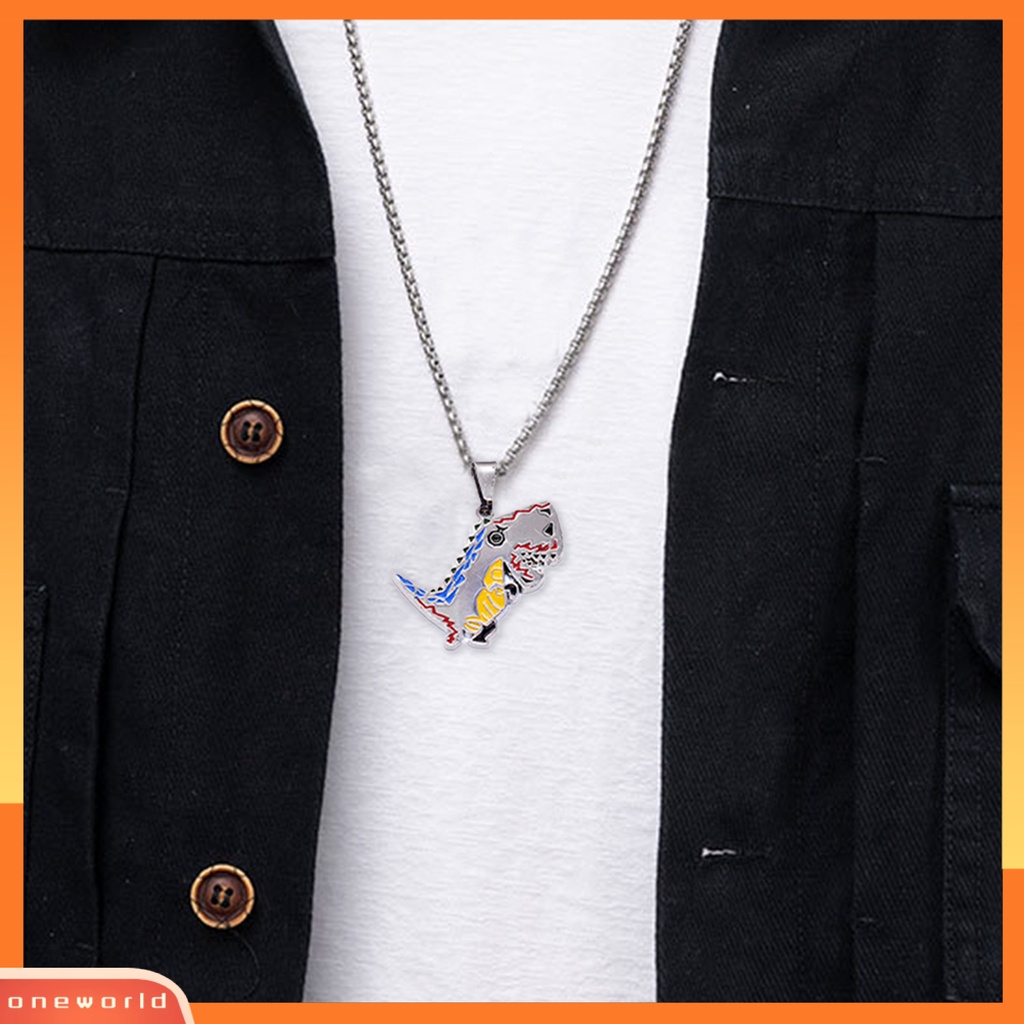 [EONE] Sweater Kalung Geometris Hewan Liontin Electroplating Anti-Karat Leher Ornamen Tahan Luntur Punk Lucu Dinosaurus Rantai Kalung Perhiasan Aksesori