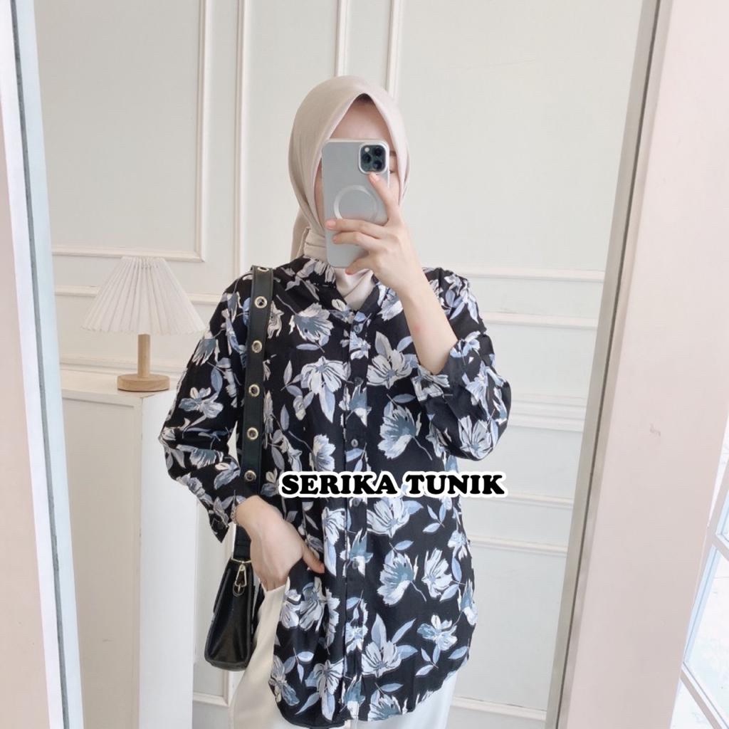 BEFAST - ZFS OOTD WANITA TUNIK HERNA / SERIKA SHAKILA FLORAL TUNIK / Pakaian Wanita Casual / Outfit Hijab Style / Tunik Motif Bunga-Bunga / Fashion Wanita Kerja Terlaris / Tunik Keluaran Terbaru