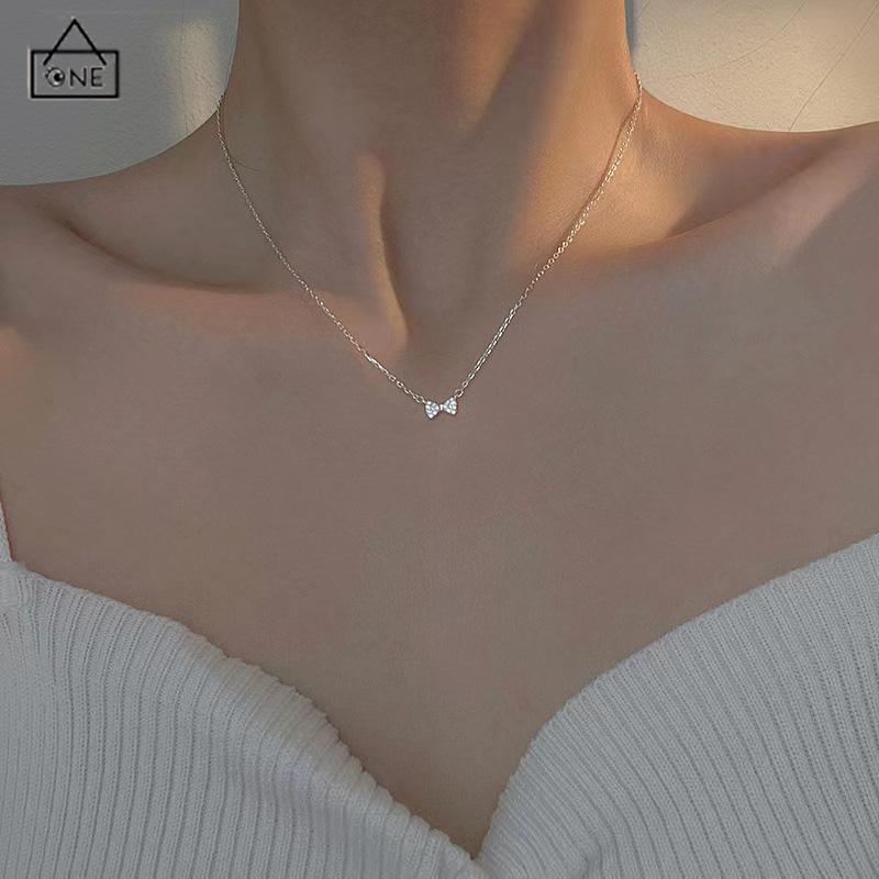 COD❤️ Kalung Bergaya Musim Panas Busur Tulang Selangka Rantai Wanita Fashion Sederhana Manis Liontin -A.one