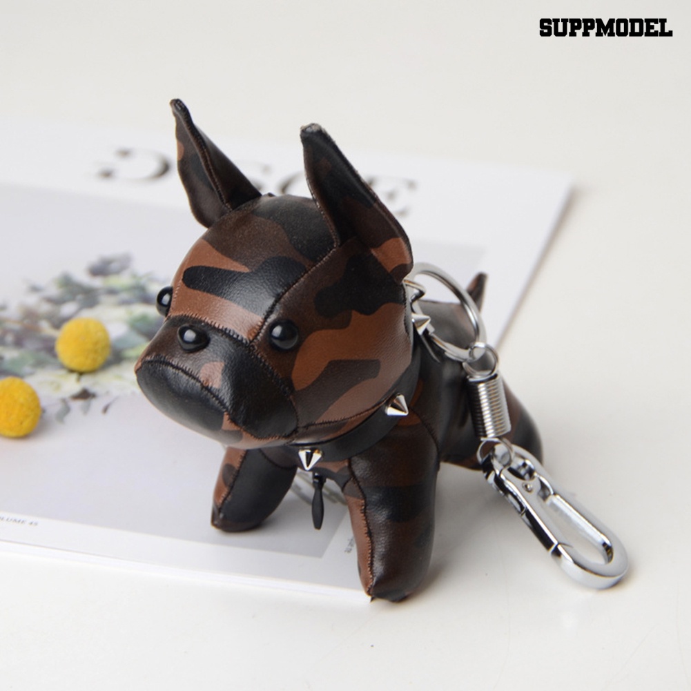[SM Auto] Boneka Kulit Imitasi Mini Bulldog Puppy Gantung Pendant Gantungan Kunci Keychain Dekorasi