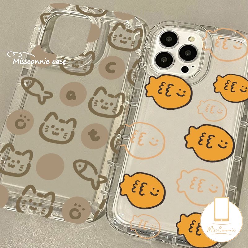 Case Untuk Redmi Note 10s 11s 8 9 11 10 10 PRO MAX Redmi 12C 10C 10A 9 9A 9T 9C NFC 10 A1 POCO F4 INS Korea Lucu Simple Kucing Ikan Shockproof Airbag Lembut Penutup Belakang