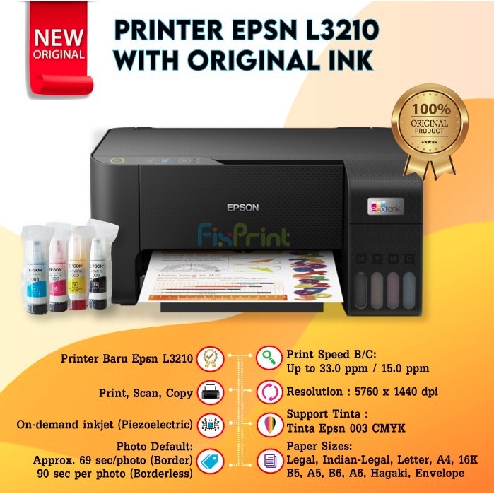 Printer Epson L3110 L 3110 L-3110  EcoTank Print Scan Copy Pengganti L3110Print Scan Copy All In One Multifungsi Epson Original AIO