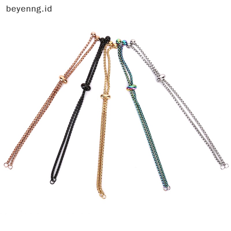 Beyen 3Pcs/Set Rantai Slider Stainless Steel Adjustable DIY Membuat Perhiasan Gelang ID