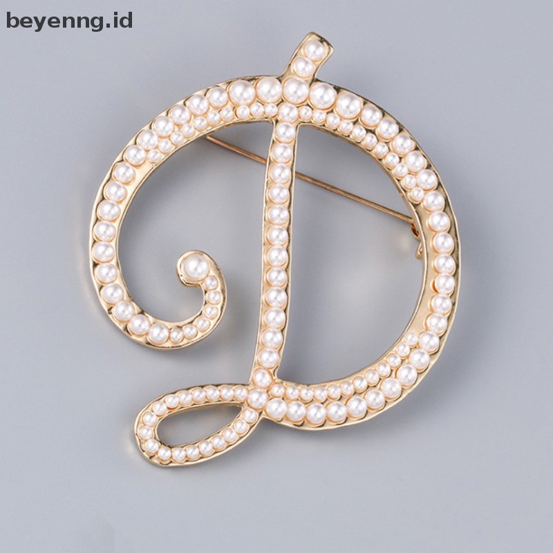 Beyen 1pc Bros Elegan Korsase Perhiasan Mutiara Huruf Inggris Pin ID