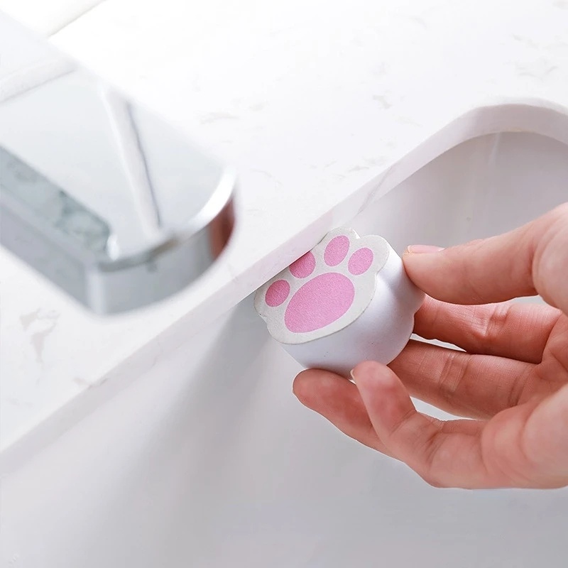 [Harga Grosir] Lap Kaca Cermin Paw Kucing Lucu Kawaii Spons Pembersih Cermin Kamar Mandi Magic Decontamination Glass Scrubbers Faucet Wastapel Bathtub Cleaner Alat Pembersih Kamar Mandi