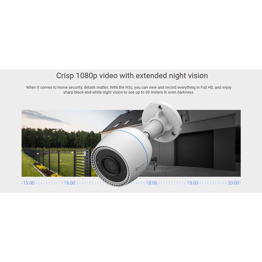 Ezviz H3c 2MP Night Vision Smart Wifi IP Camera CCTV Outdoor 1080p