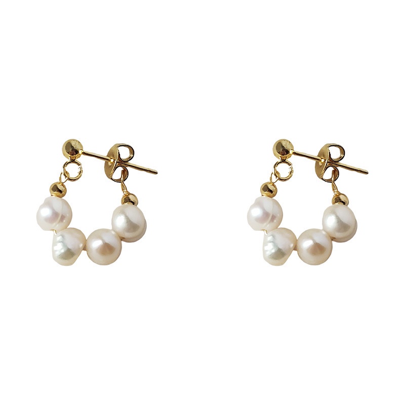 Ifyou Mutiara Manik Hoop Anting Untuk Wanita Retro Emas Earring Perhiasan Aksesoris