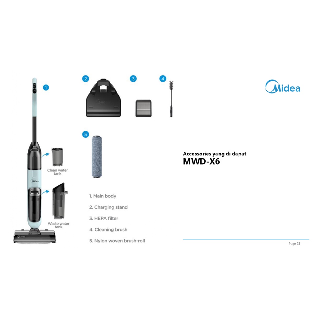 Midea Floor Washer MWD-X6 Cordless Deep Clean Vacuum Cleaner MWDX6