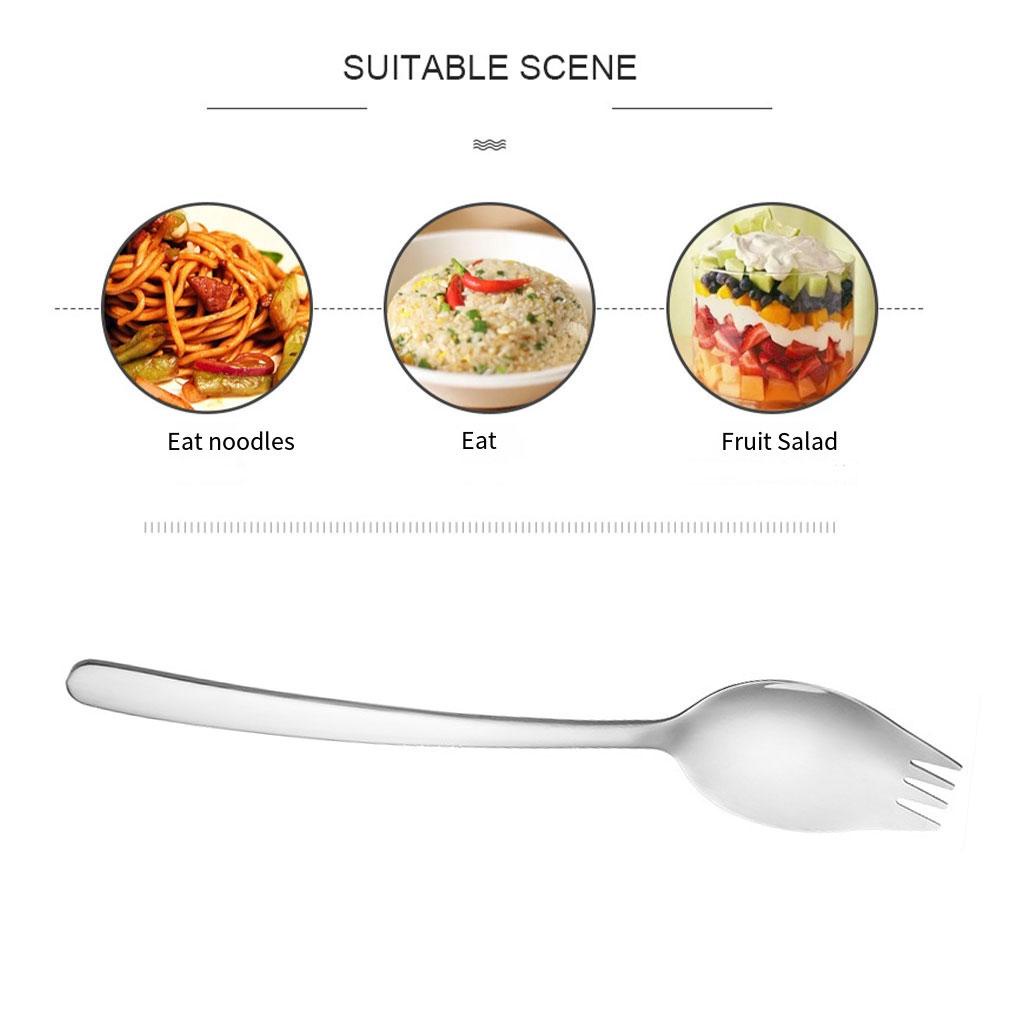 2in1 Sendok Garpu Stainless Steel Garpu Dessert Buah Portabel Multifungsi Untuk Piknik Keluarga Outdoor Hiking Travel