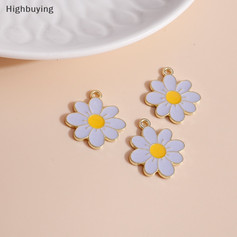 Hbid 10pcs Enamel Daisy Flower Ch Untuk Kalung Liontin Anting DIY Ch Glory