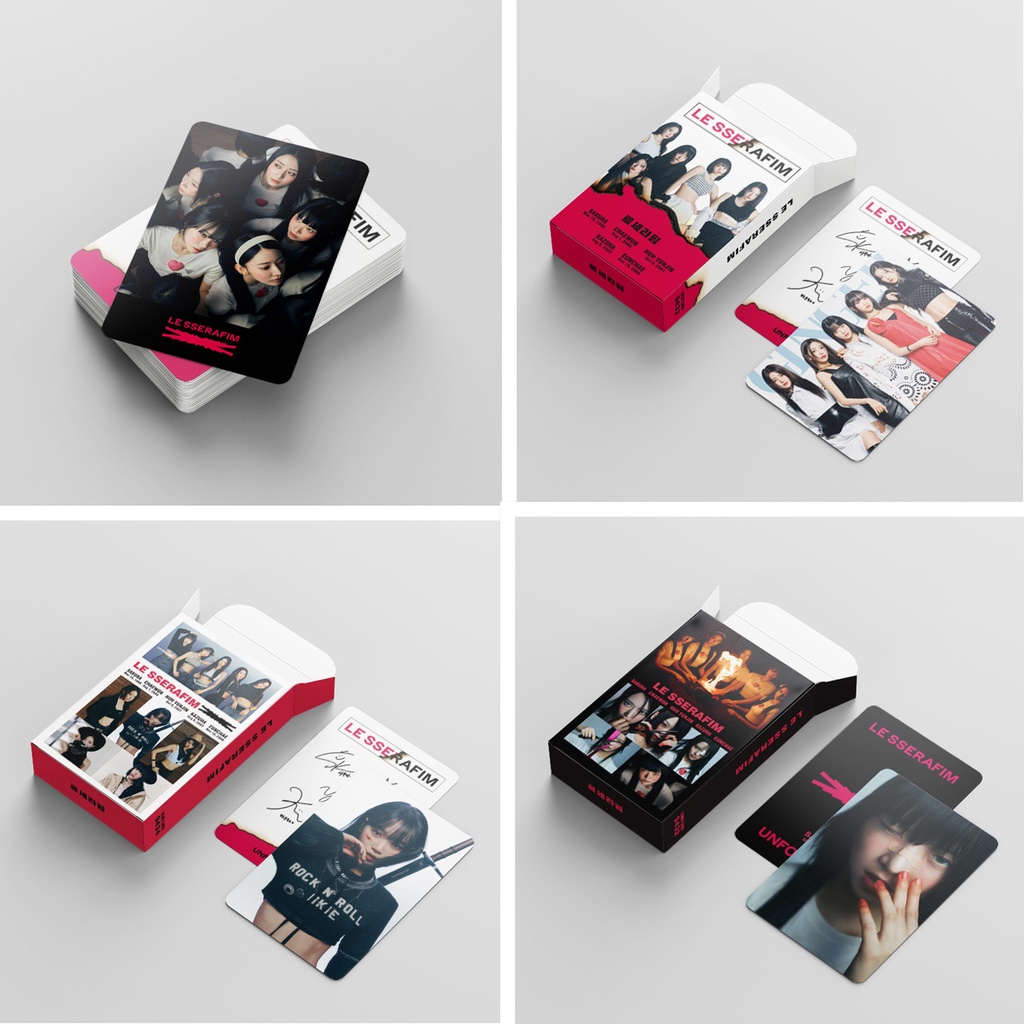 92pcs/box LE SSERAFIM UNFORGIVEN Stiker Photocards Lomo Cards Lesserafim Kpop Postcards Pasta