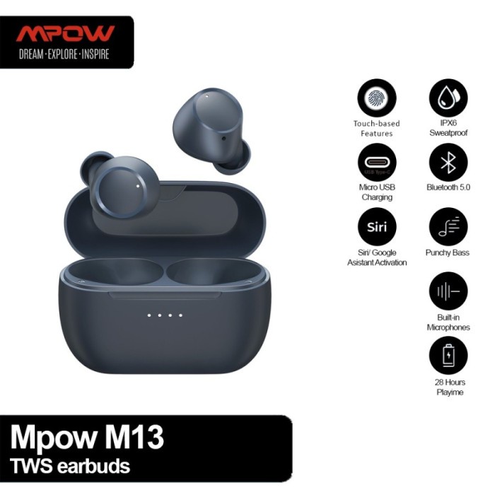 MPOW M13 TWS True Wireless Earbuds / Super Bass Bluetooth Earphone