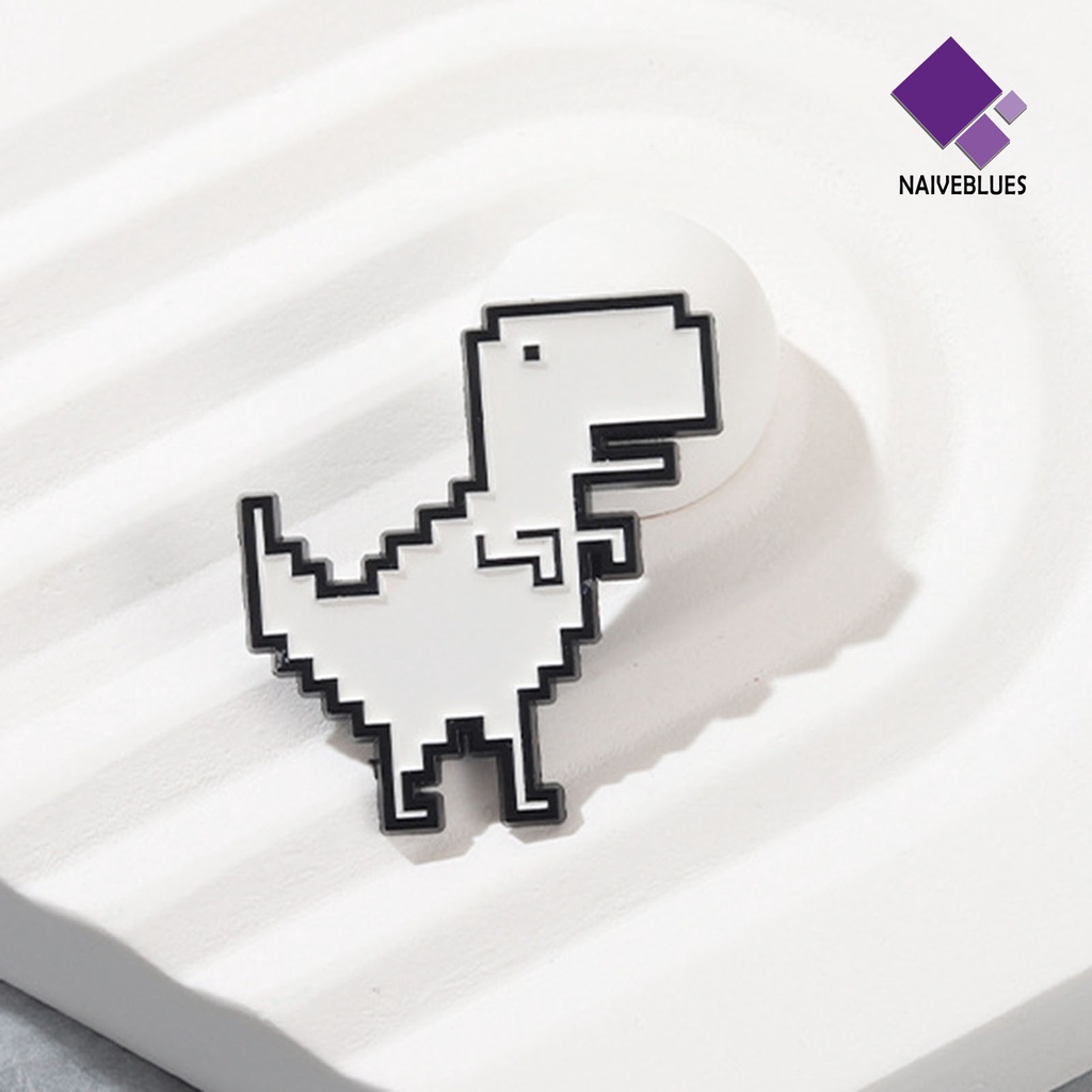 &lt; Naiveblues &gt; Bros Dinosaurus Retro Pixel Geometris Pin Dinosaurus Putih Aksesoris Elegan Lencana Hewan Yang Indah