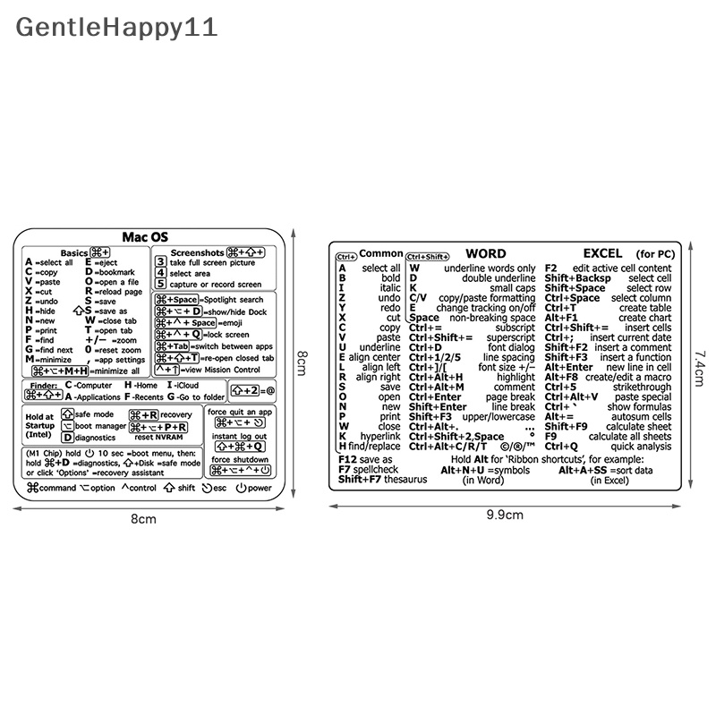 Gentlehappy 30Pcs Windows+Word/Excel/Adobe Photoshop Panduan Keyboard Shortcut Sticker id