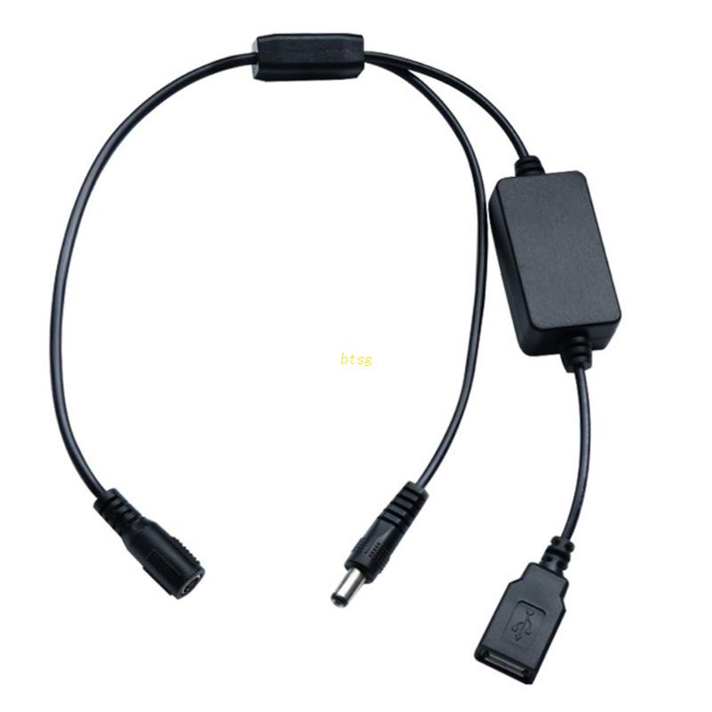 Btsg 5.5x2.1mm Female Ke 5.5x2.1mm Male USB Female Charging Cable Untuk Router 12V 5V